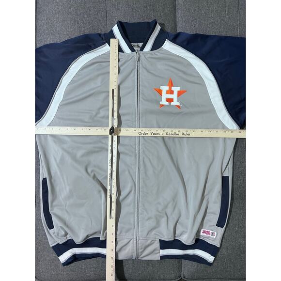 Houston Astros Track Jacket Men 2XL Gray Blue Full Zip Stitches MLB Genuine - Picture 7 of 7